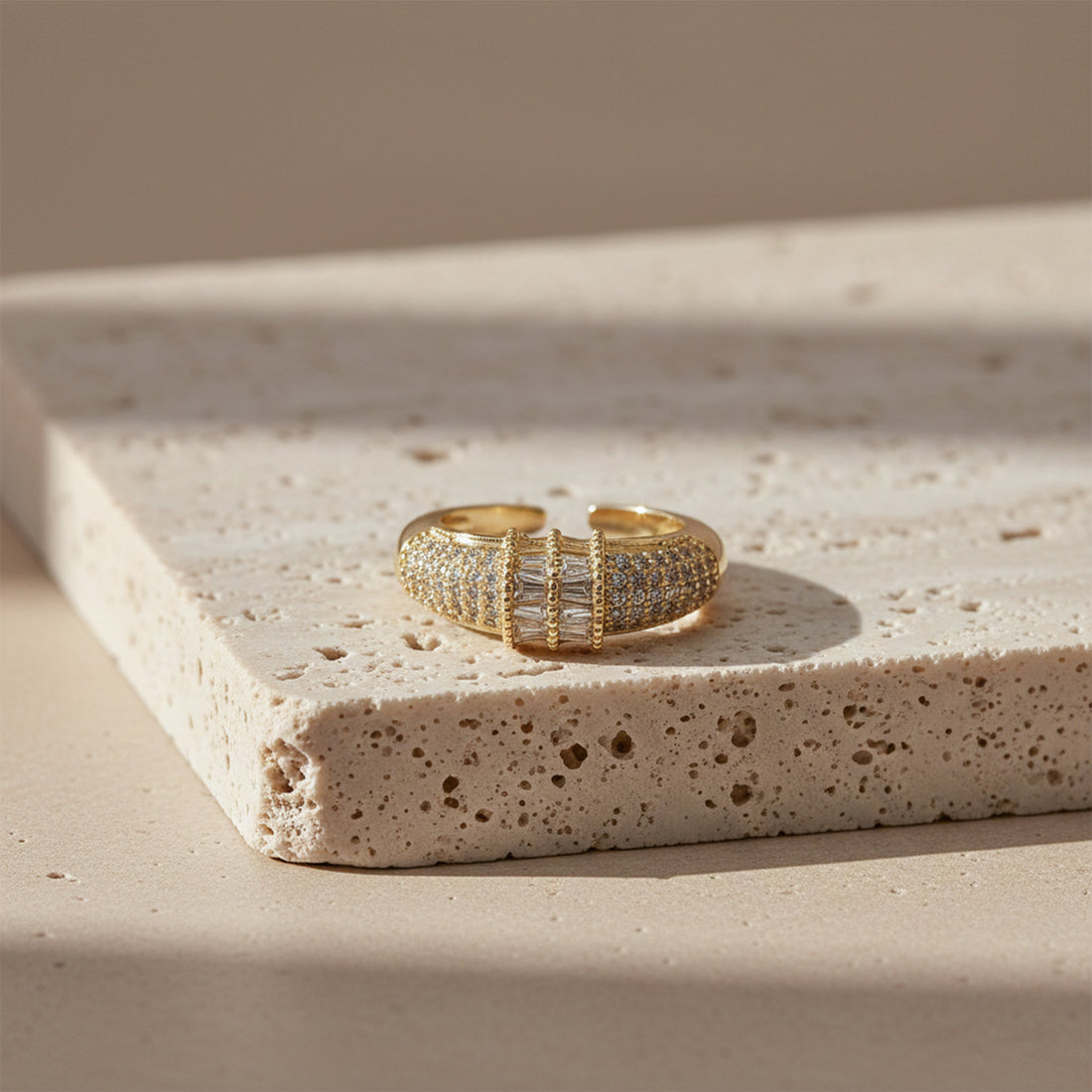 Baguette Panel Multi Row Pave Adjustable Ring GWR-23