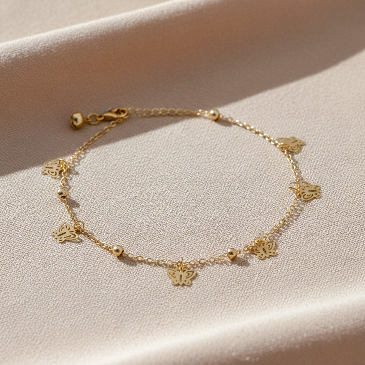 Classic Filigree Butterfly Charm Link Anklet GWA-49