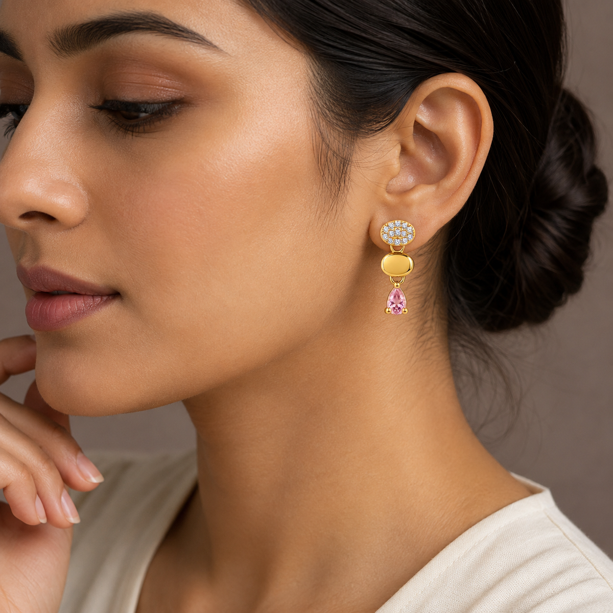 Elowen Pink Dewdrop Earrings GWE 305