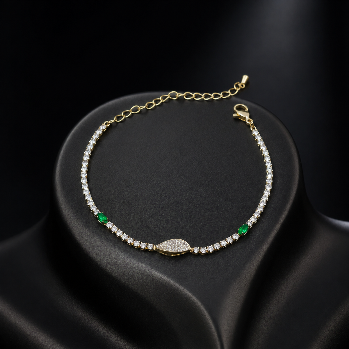 Imperial Emerald Green & Marquise Pave Tennis Bracelet GWB-106