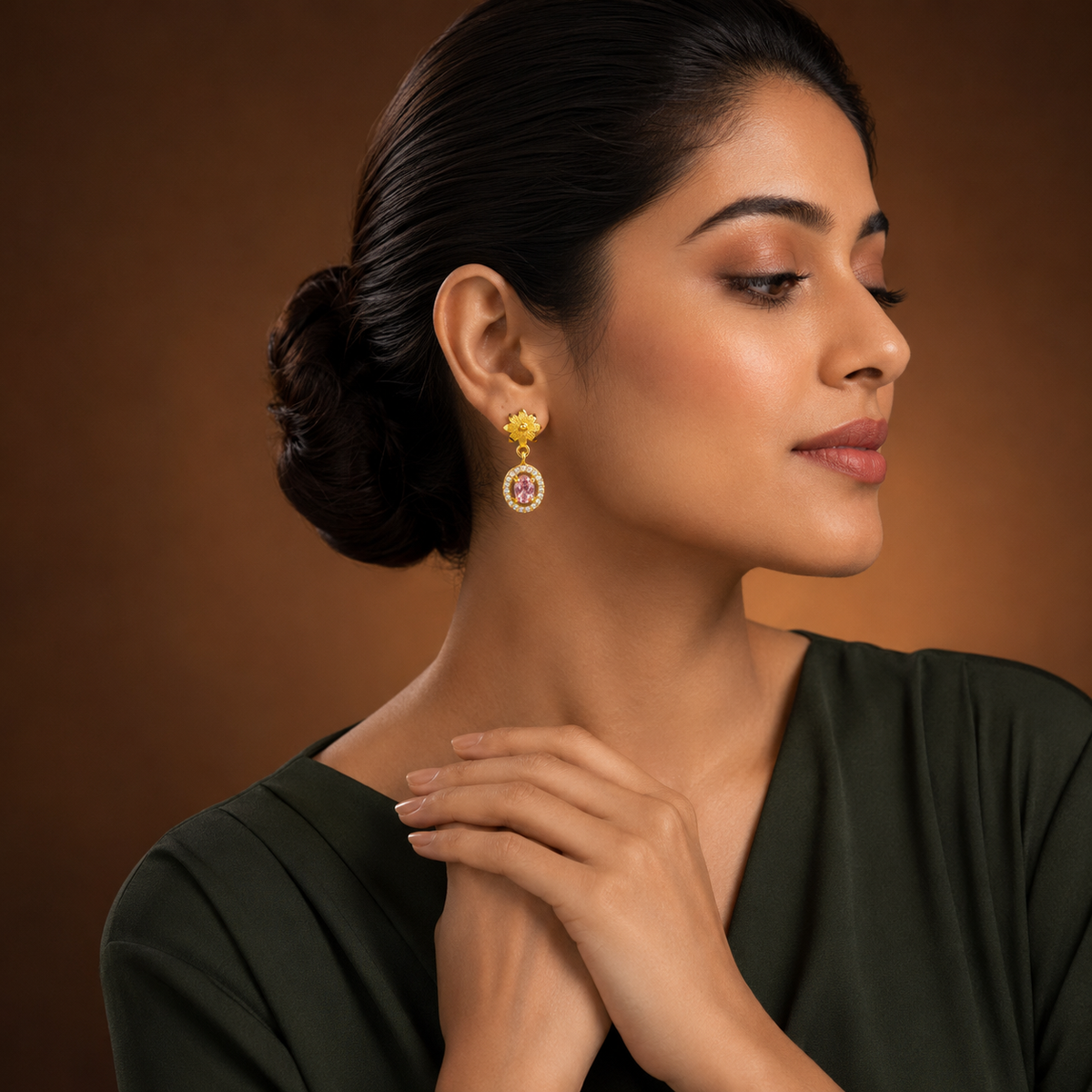 Flora Blush Oval Drop Earrings GWE 278