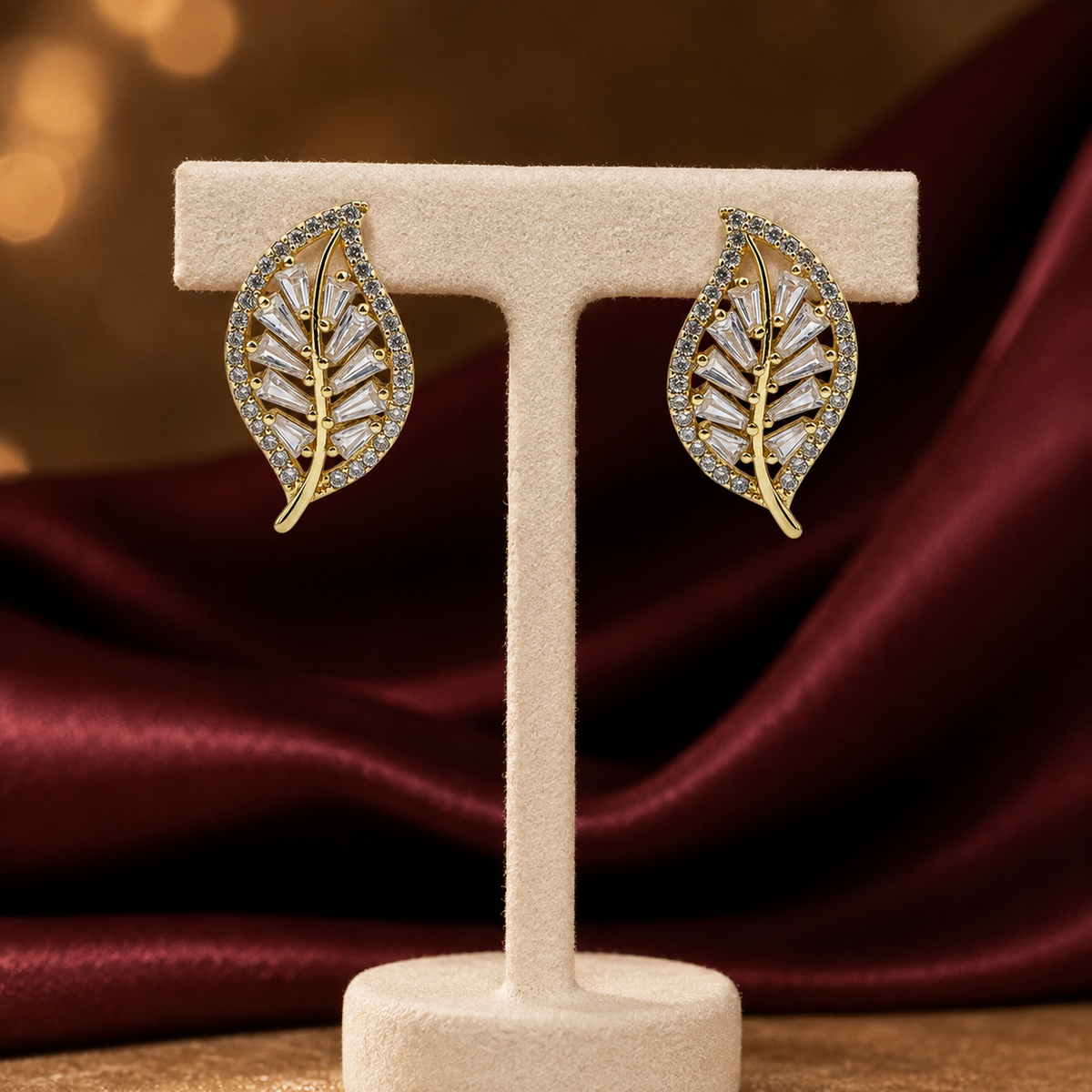 Flora Shine Baguette Leaf Earrings GWE -138