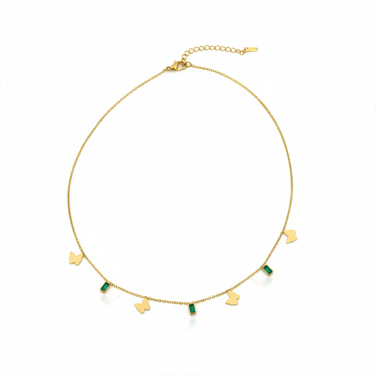 Modern Emerald Butterfly Charm Necklace GWN -105