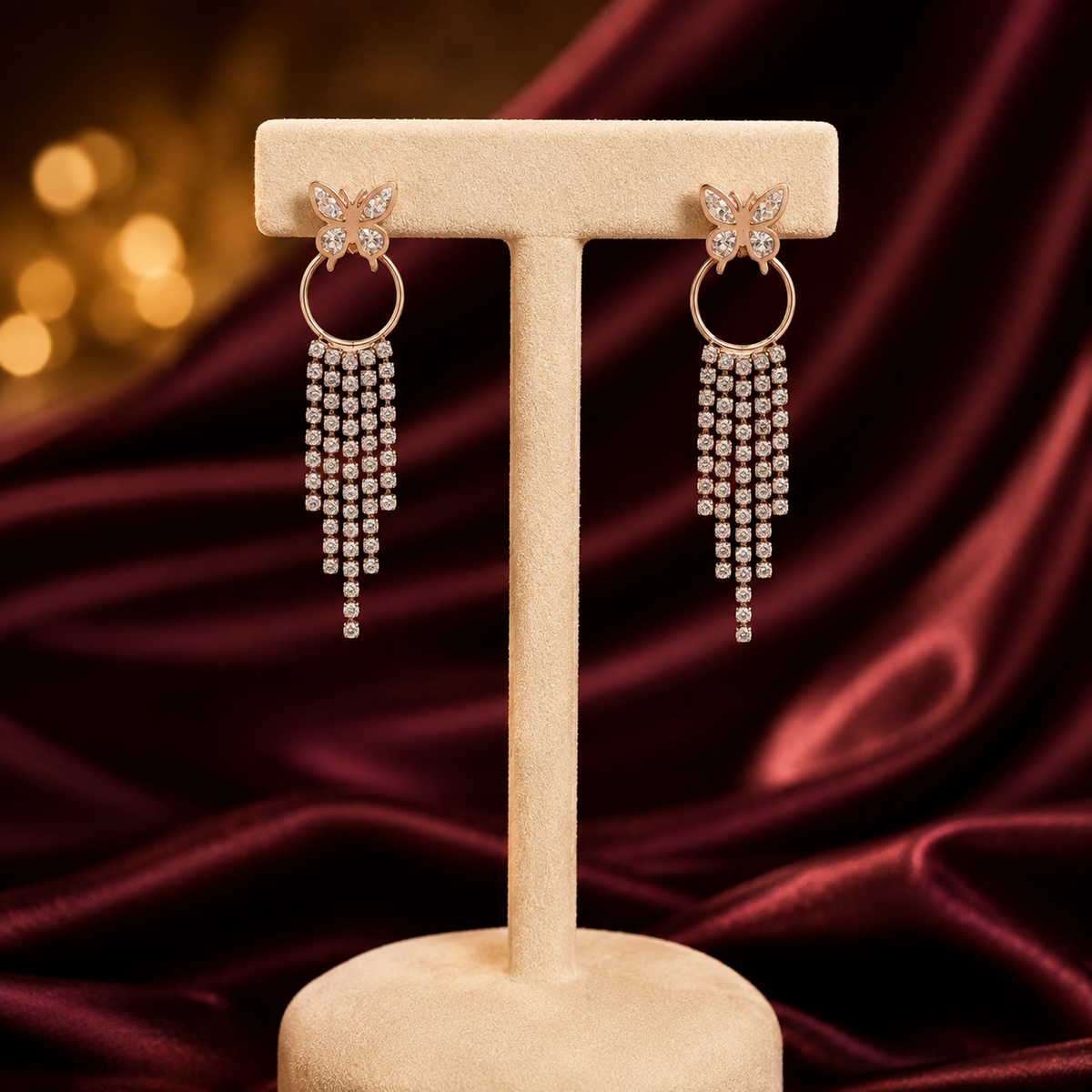 Butterfly Crystal Tassel Earrings GWE -36