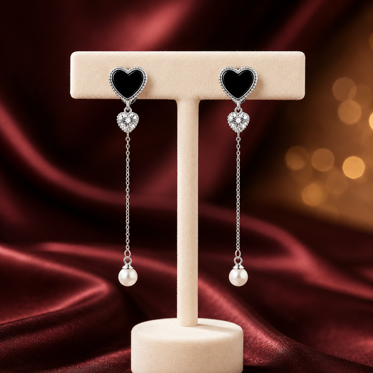 Trishna Heart Pearl Drop Earrings GWE -85