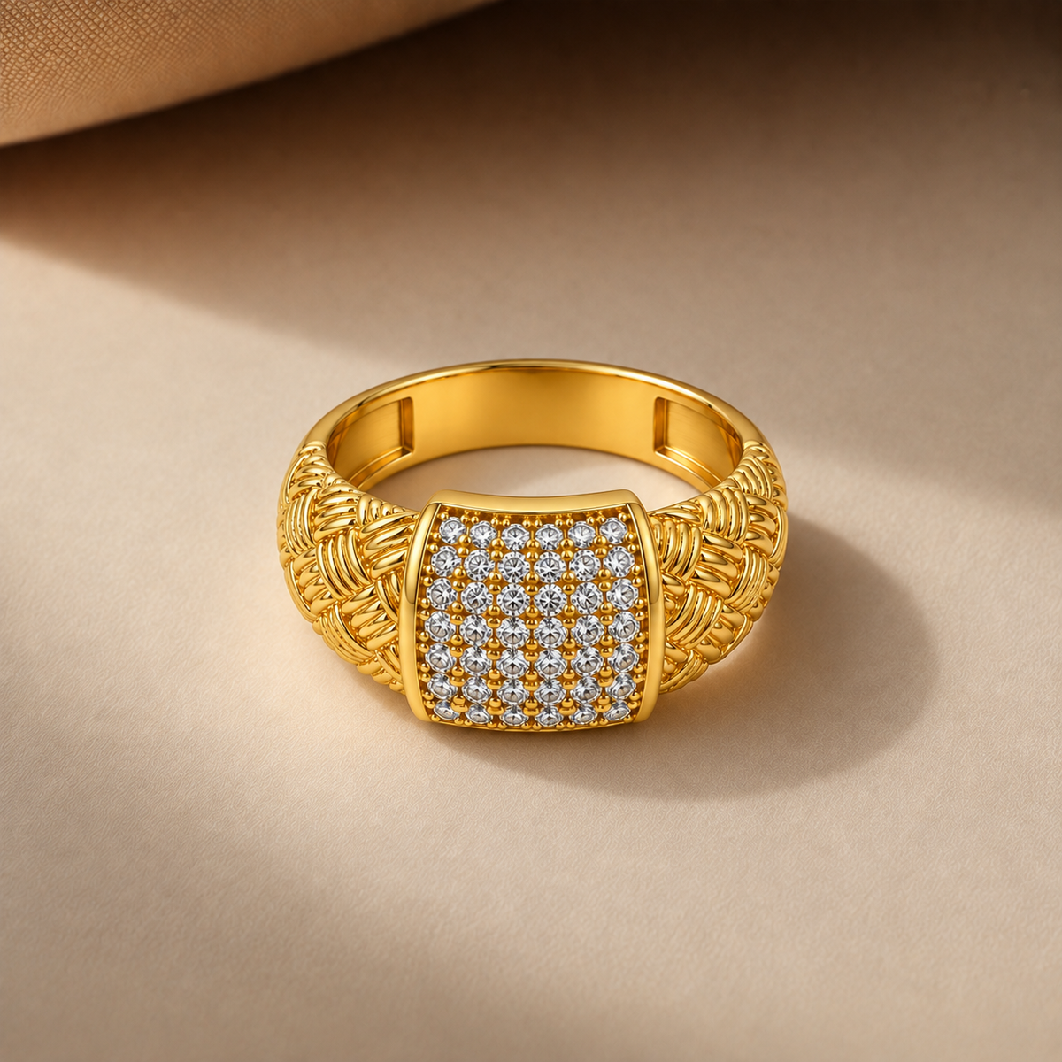 Woven Shoulder Stone Panel Ring GMR 50