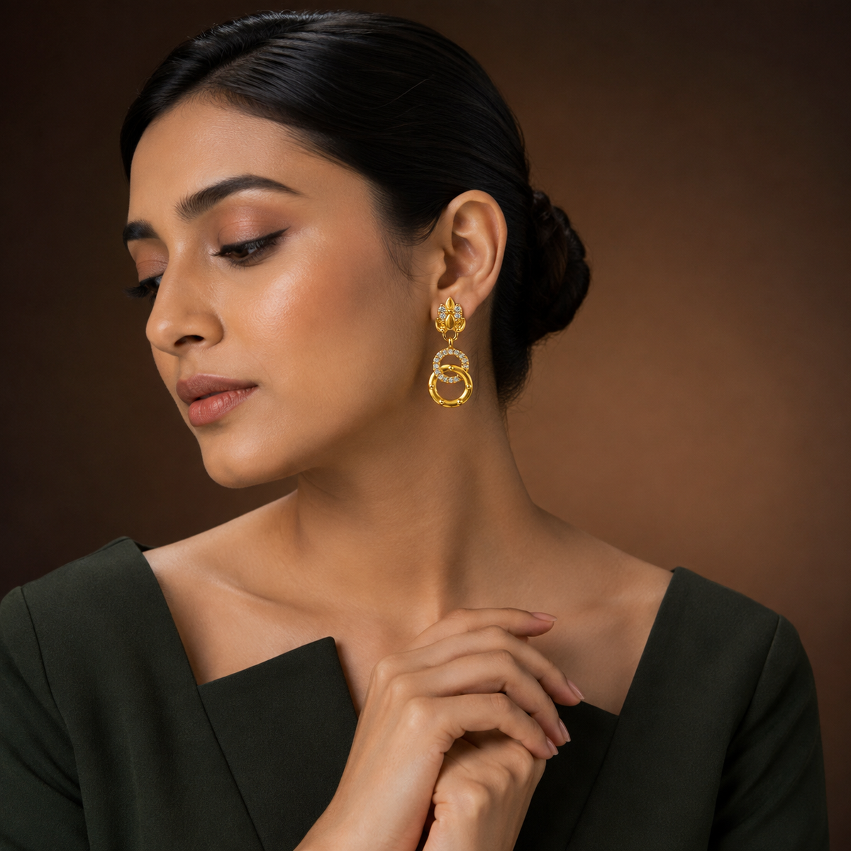 Celeste Twin Circle Drop Earrings GWE 283
