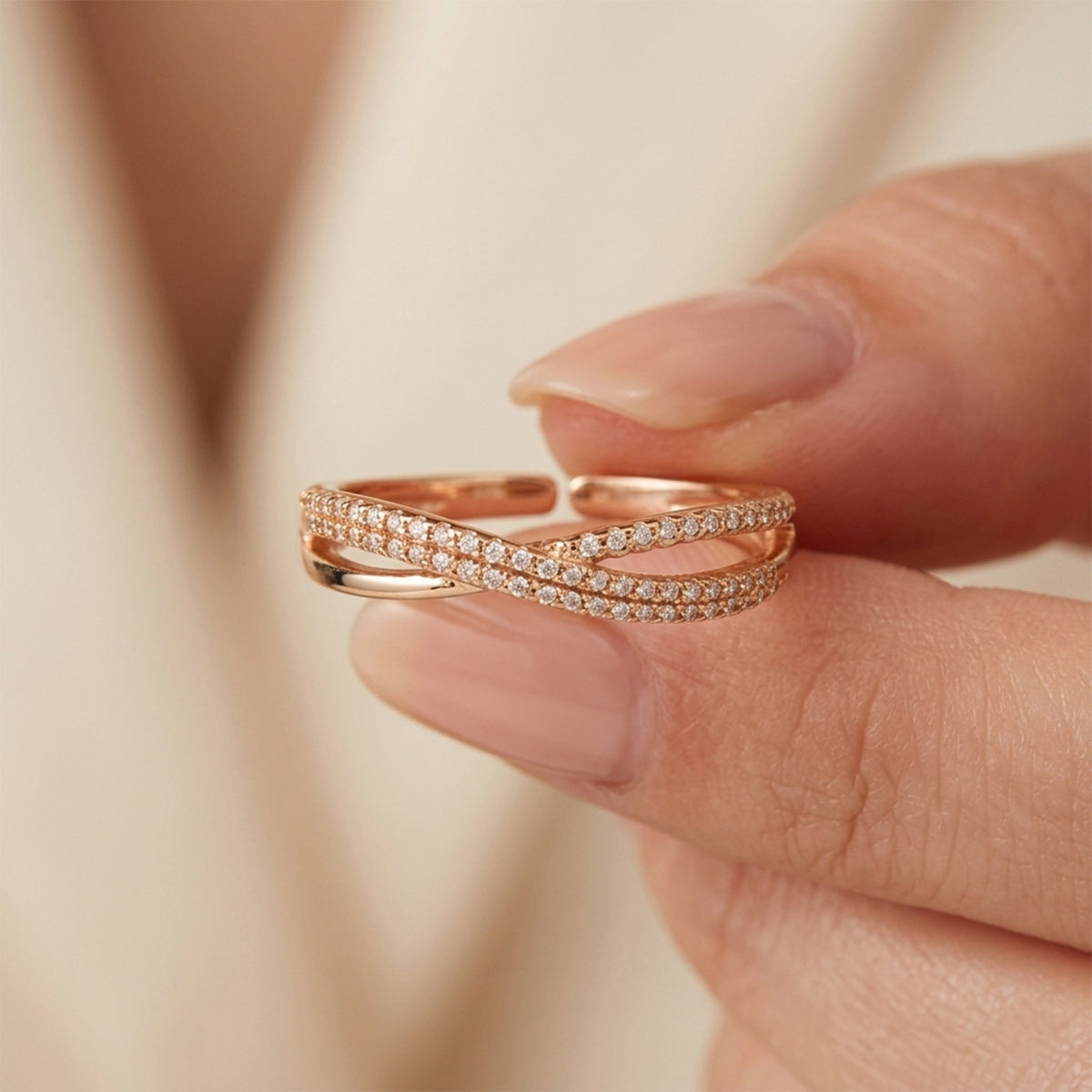 Infinity Criss Cross Shimmering Pave Ring GWR-117