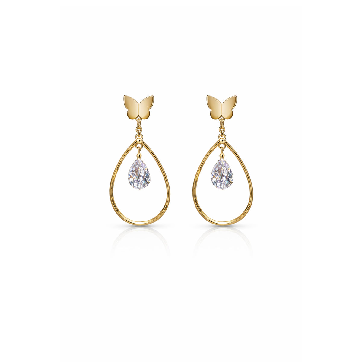 Butterfly Crystal Teardrop Earrings GWE -18