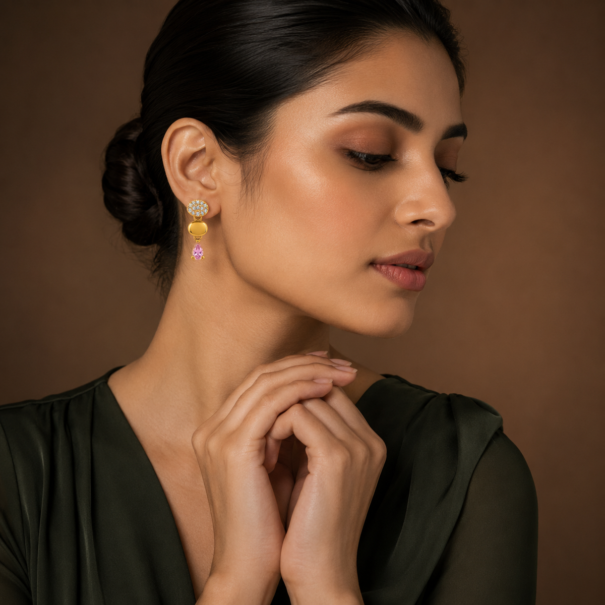 Elowen Pink Dewdrop Earrings GWE 305