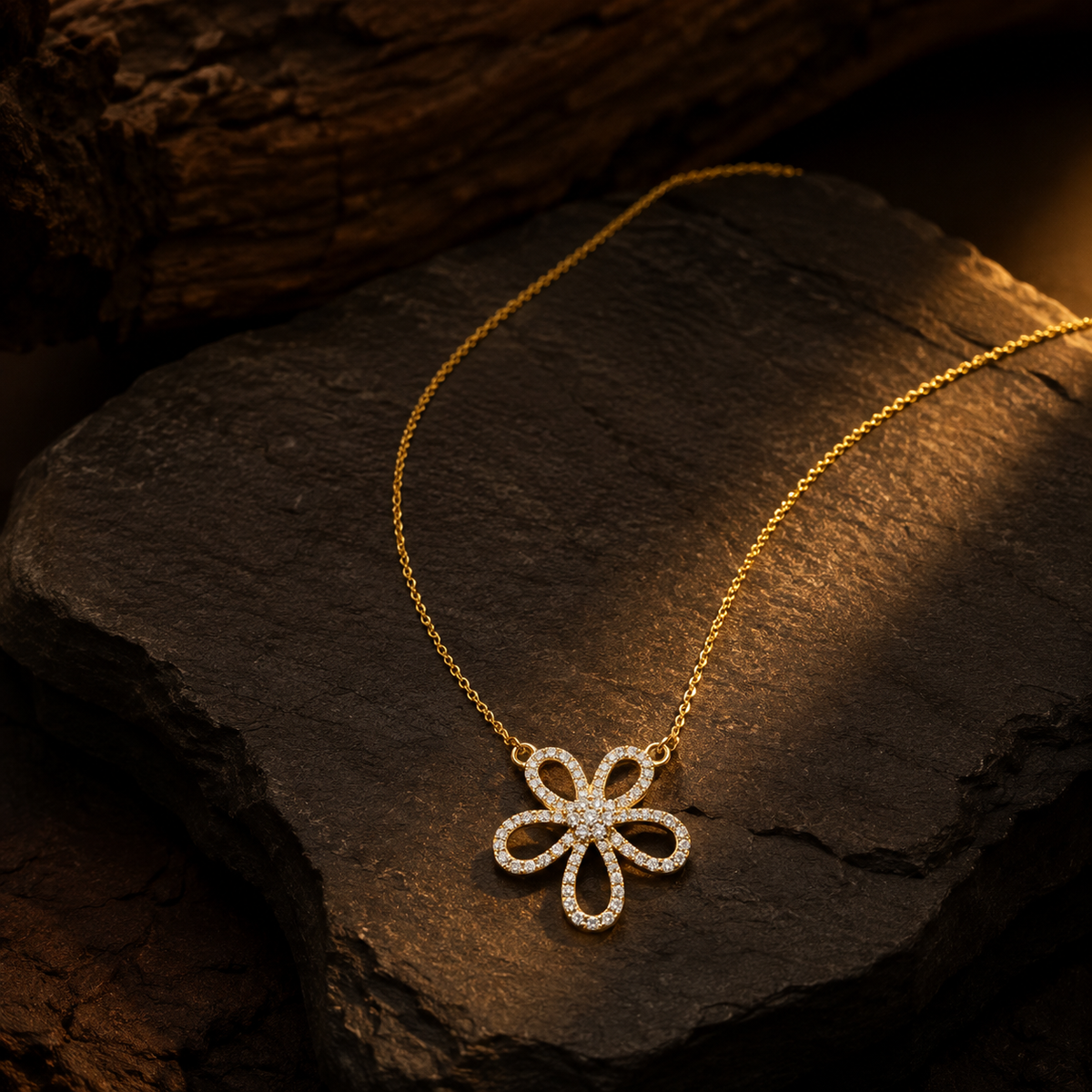 Modern Openwork Blossom Halo Necklace GWN -103