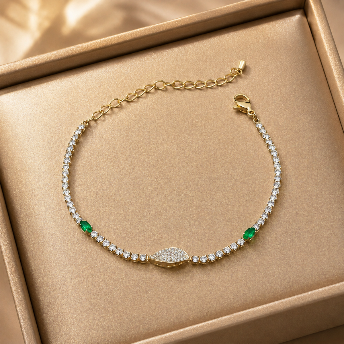 Imperial Emerald Green & Marquise Pave Tennis Bracelet GWB-106
