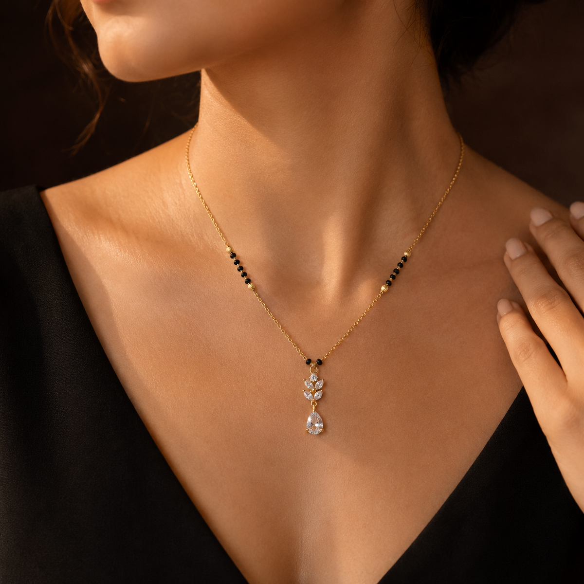 Elara Crystal Leaf Drop Women’s Mangalsutra GWM 6