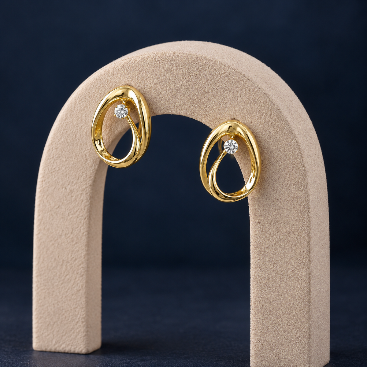 Sculpted Golden Orbit Stud Earrings GWE 51