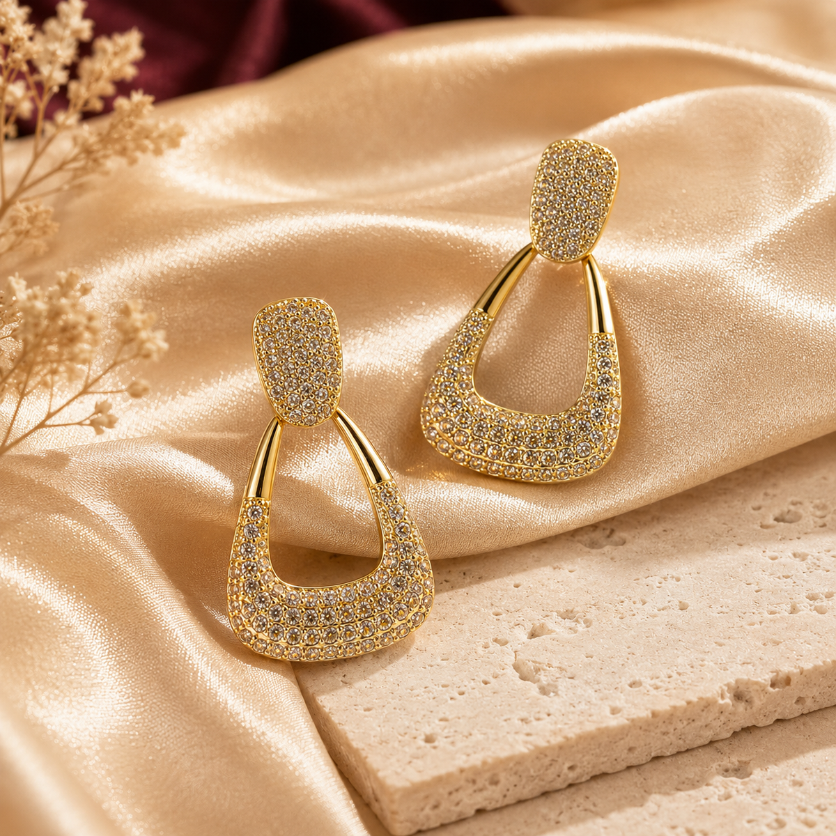 Classic Geometric Pave Drop Earrings GWE -135