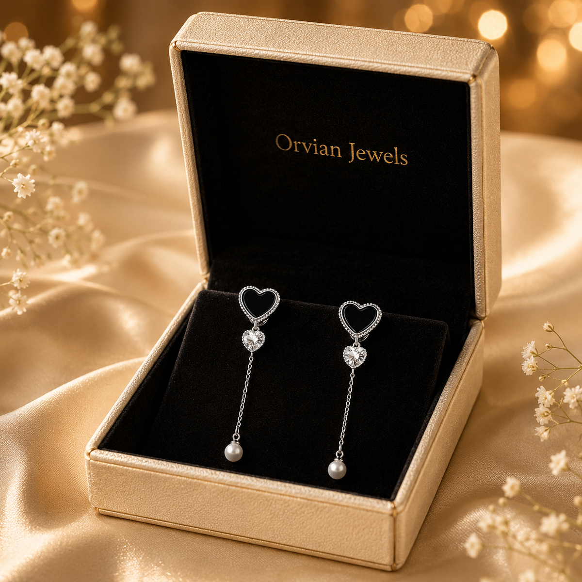 Trishna Heart Pearl Drop Earrings GWE -85