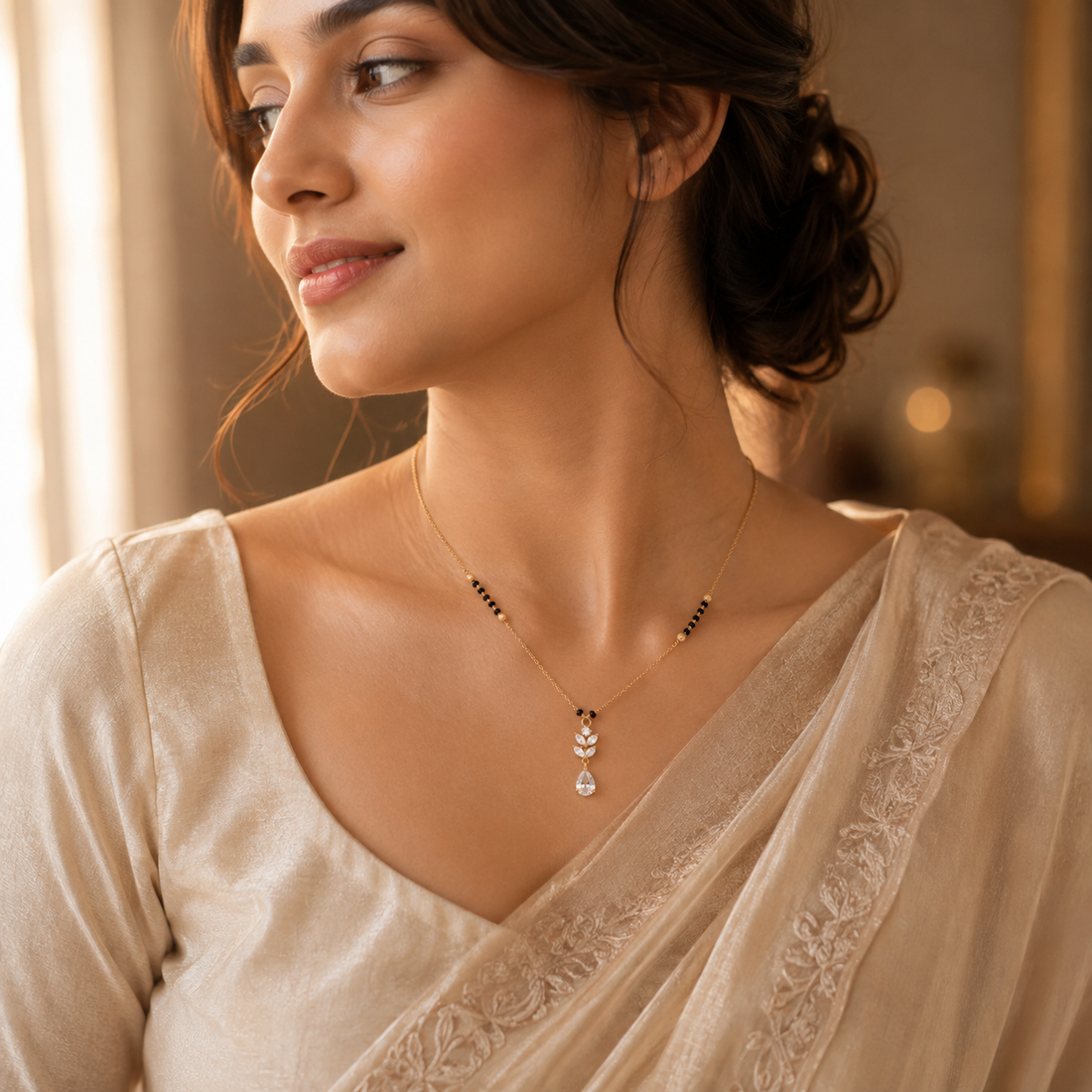 Elara Crystal Leaf Drop Women’s Mangalsutra GWM 6
