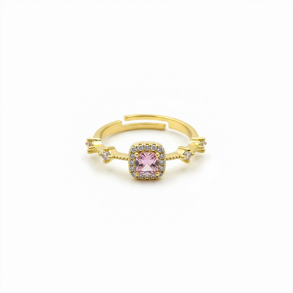 Pink Cushion Cut Halo Adjustable Ring GWR-71