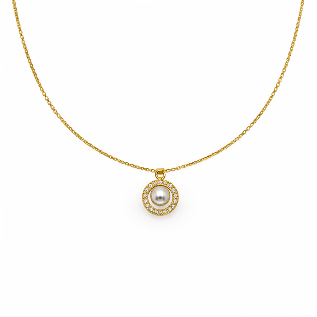 Classic Pearl Halo Pendant Necklace GWN -57