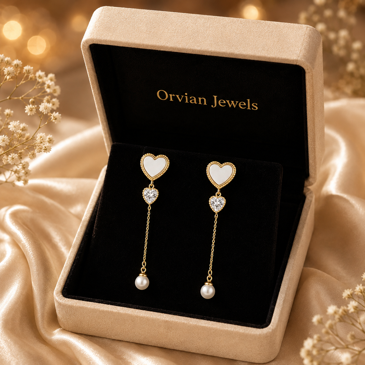 Trishna Shell Heart Pearl Drops GWE -87