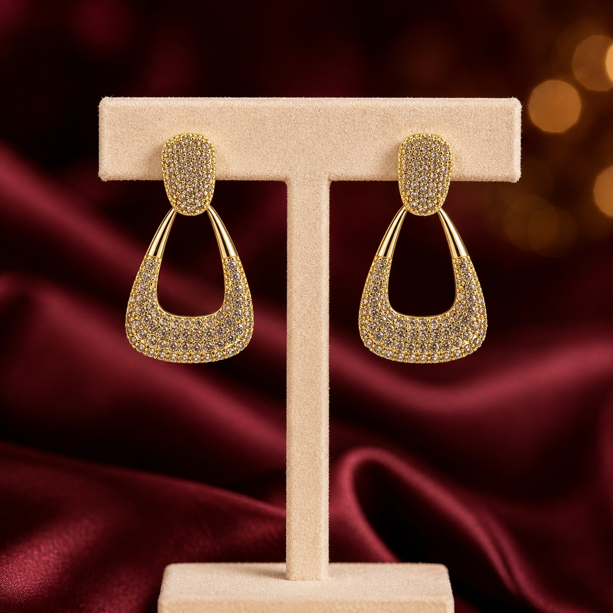Classic Geometric Pave Drop Earrings GWE -135