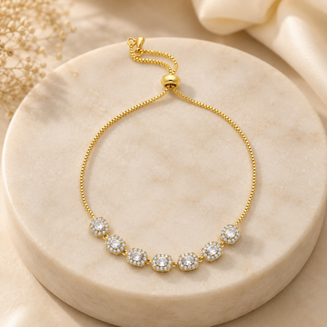 Imperial Cushion Halo Solitaire Row Bolo Bracelet GWB-159