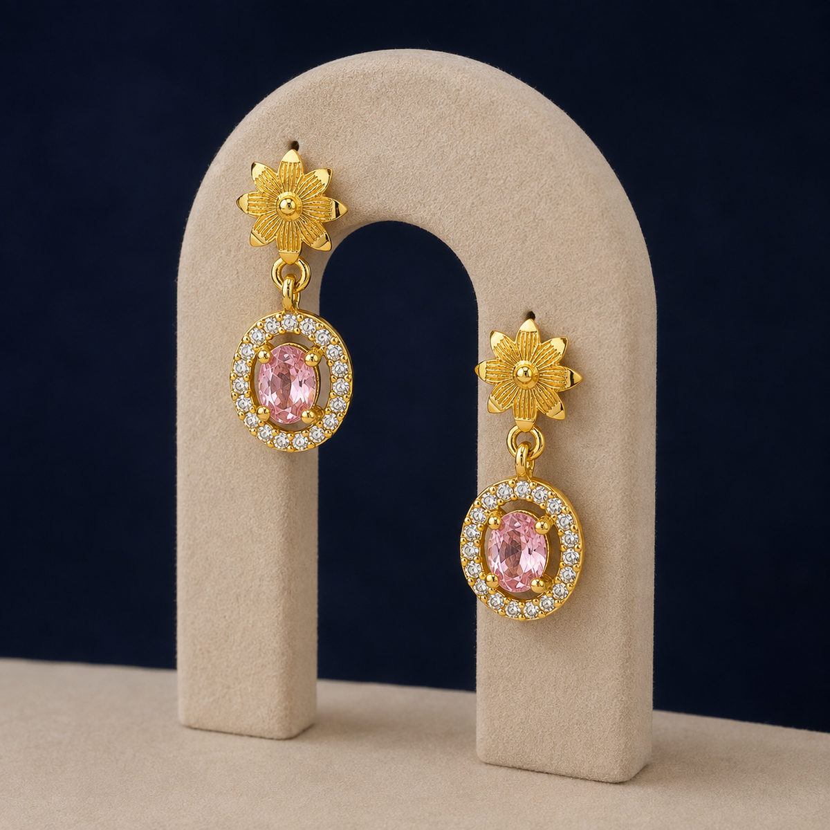 Flora Blush Oval Drop Earrings GWE 278