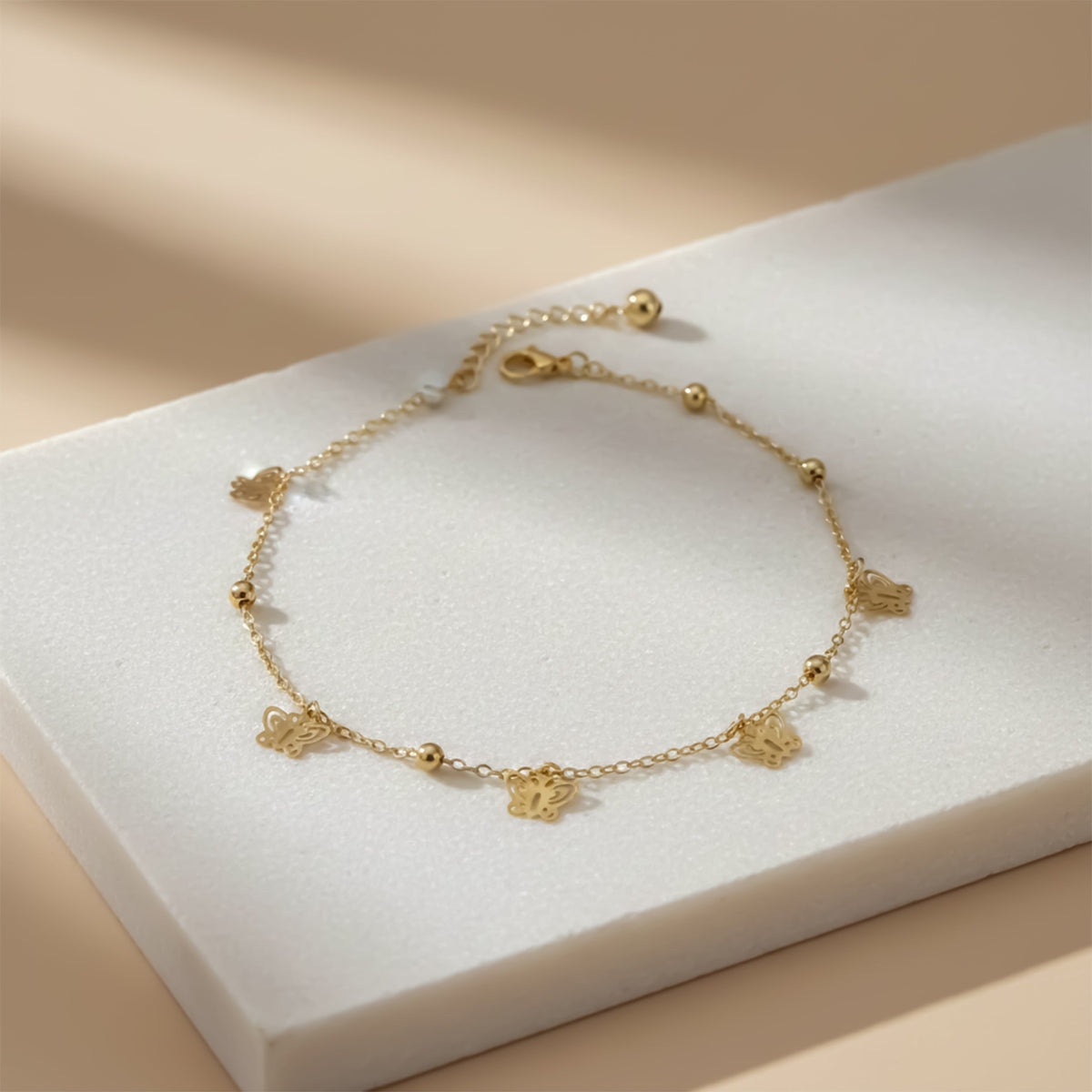Classic Filigree Butterfly Charm Link Anklet GWA-49