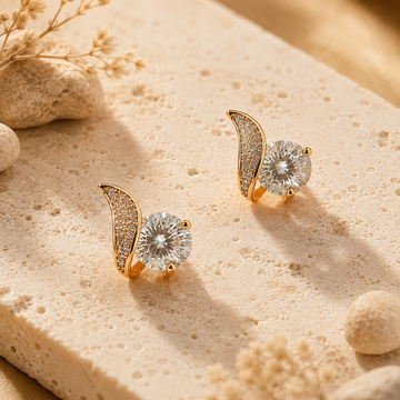 Flora Shine Solitaire Stud Earrings GWE -38