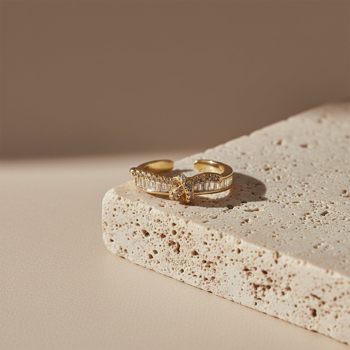 Baguette Channel Encrusted Knot Adjustable Ring GWR-49