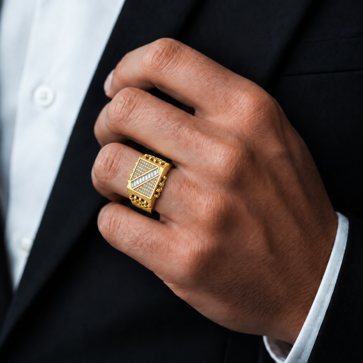 Diagonal Baguette Men’s Ring GMR 53