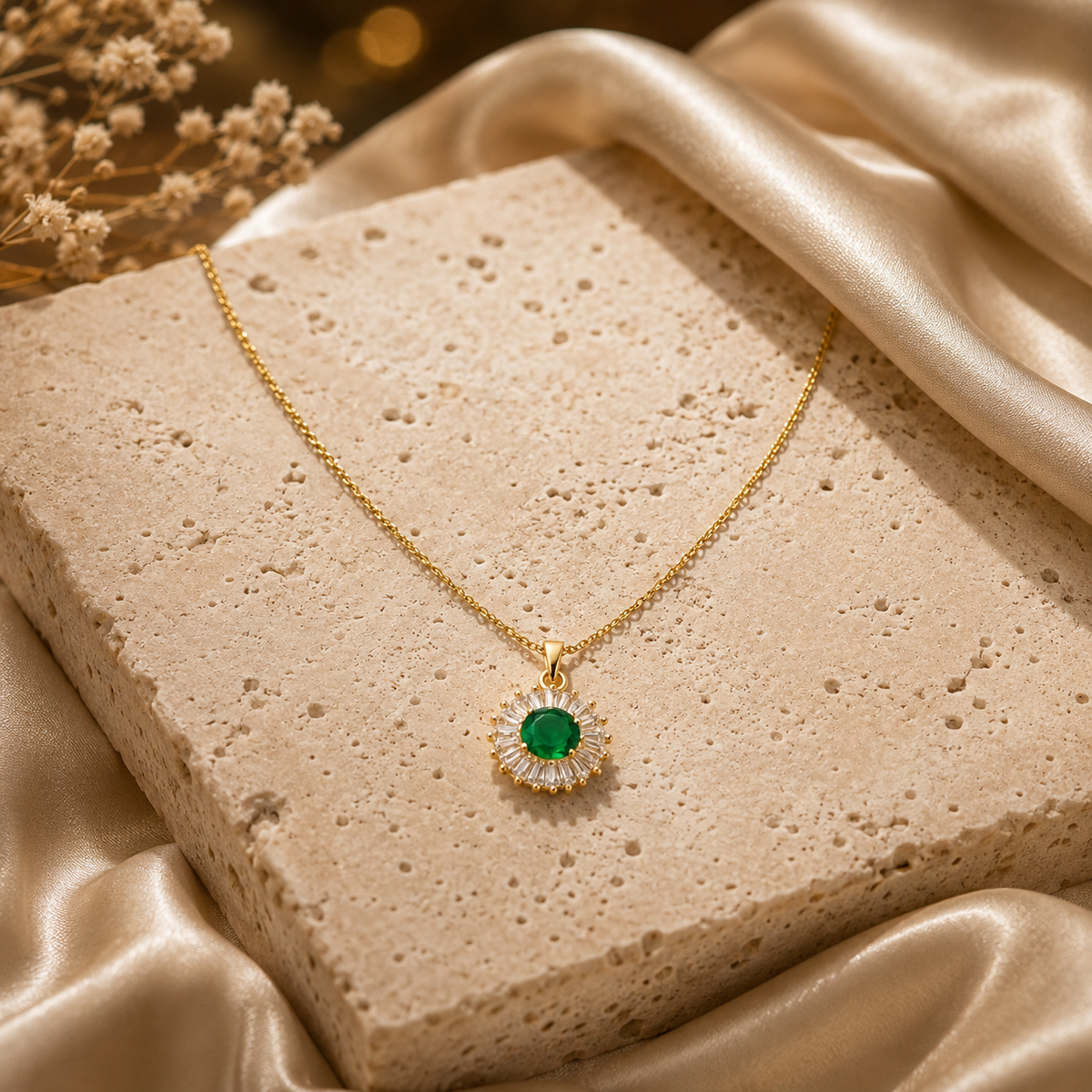 Emerald Halo Women’s Necklace GWN 82