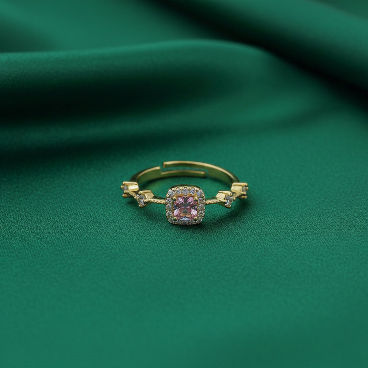 Pink Cushion Cut Halo Adjustable Ring GWR-71