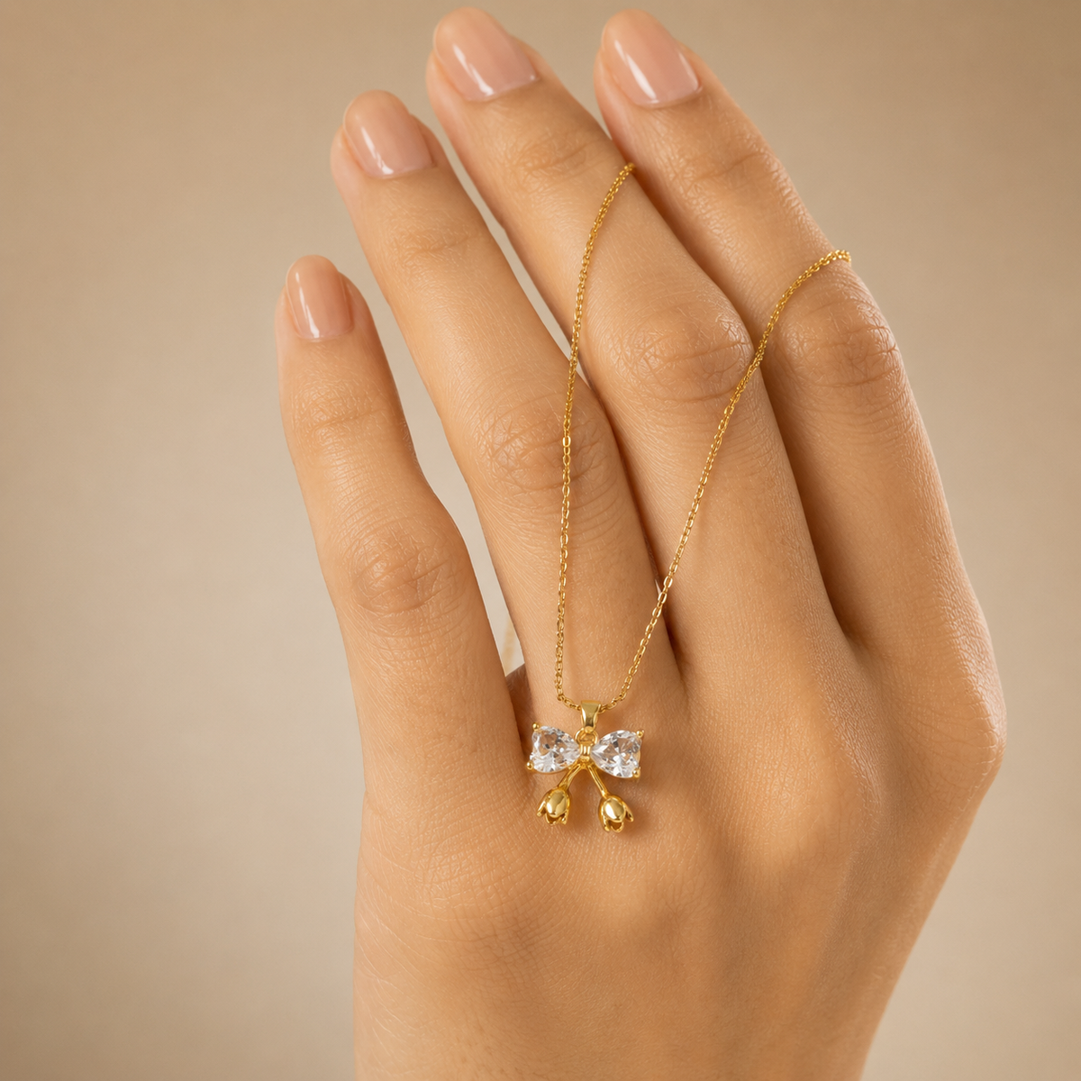 Modern Crystal Ribbon Bow Choker GWN -136
