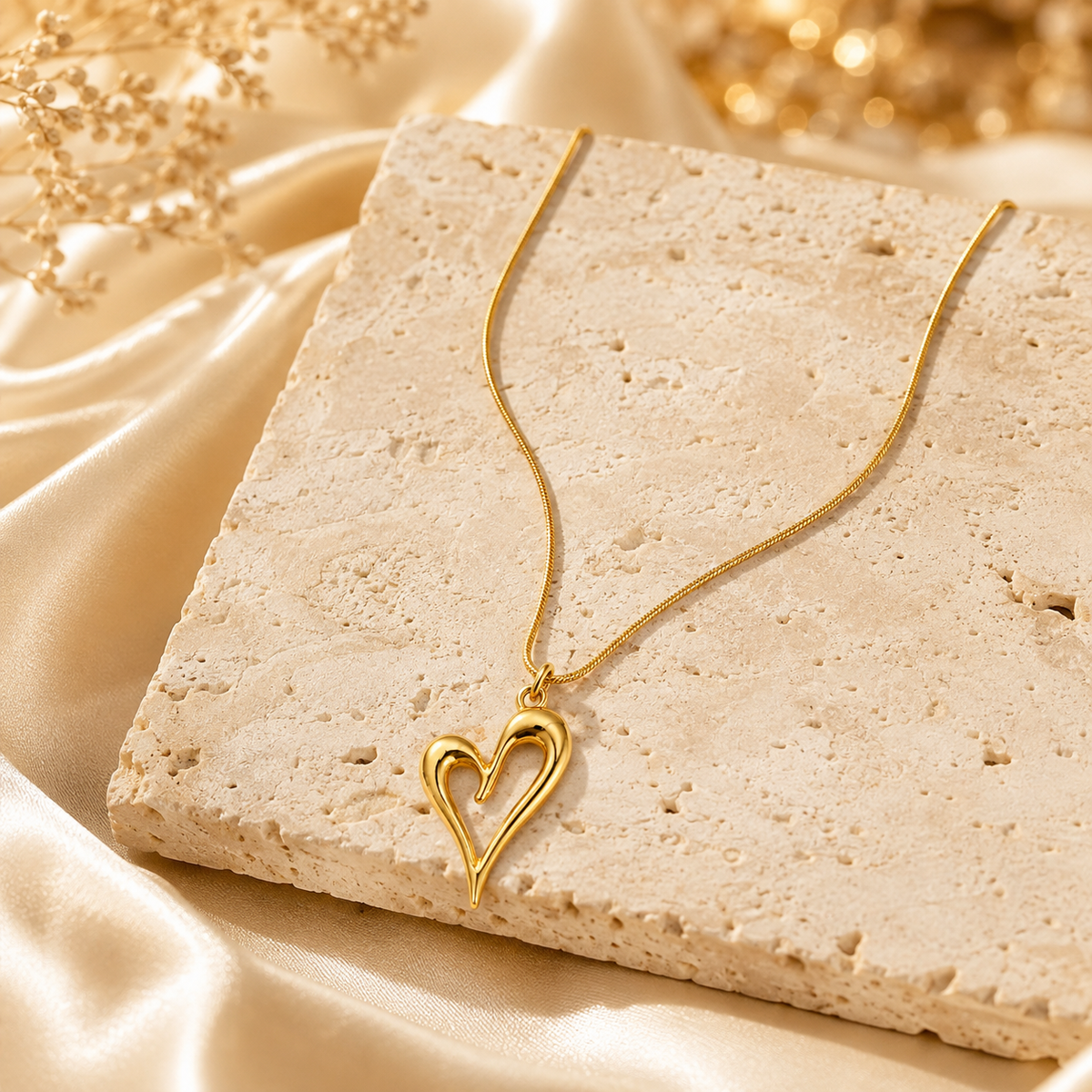 Modern Abstract Open Heart Necklace GWN -62