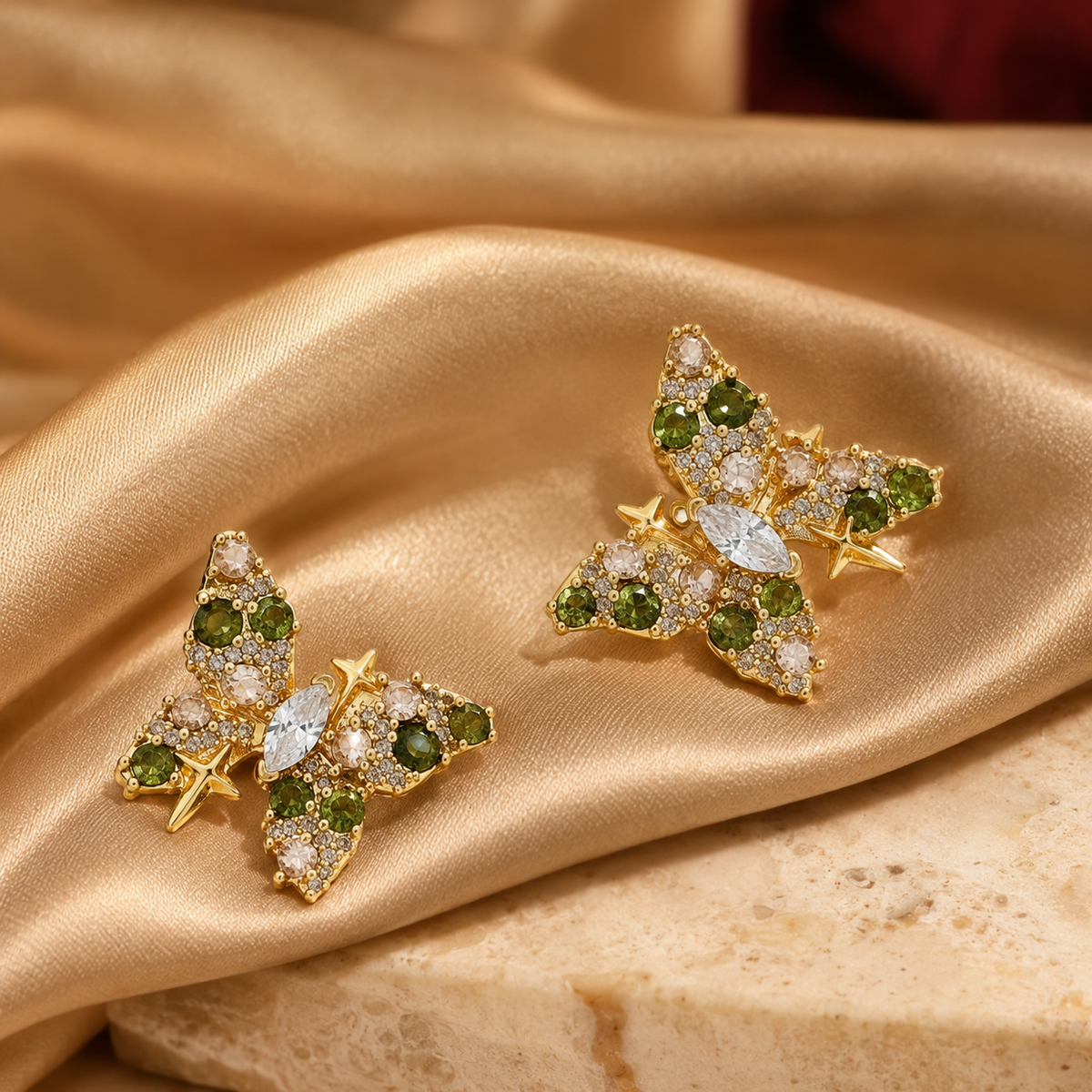Flora Shine Vintage Butterfly Studs GWE -146