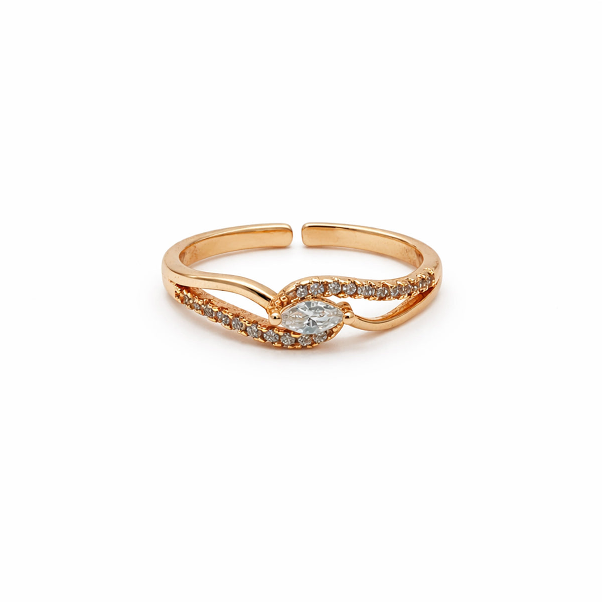 Marquise Solitaire Wave Bypass Adjustable Ring GWR-120
