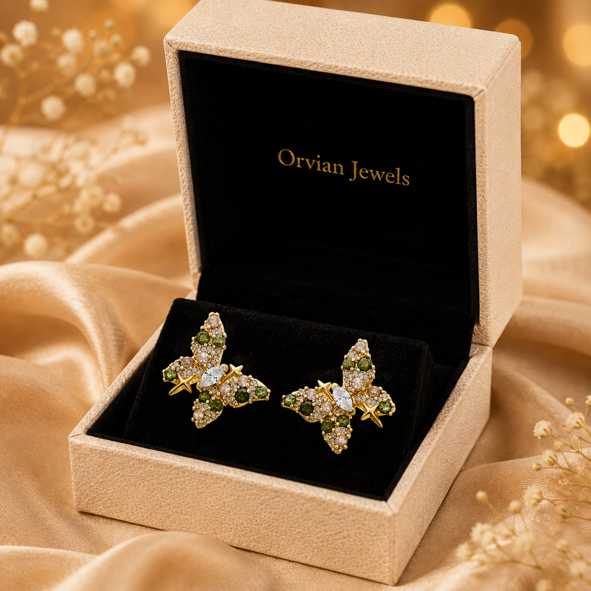 Flora Shine Vintage Butterfly Studs GWE -146