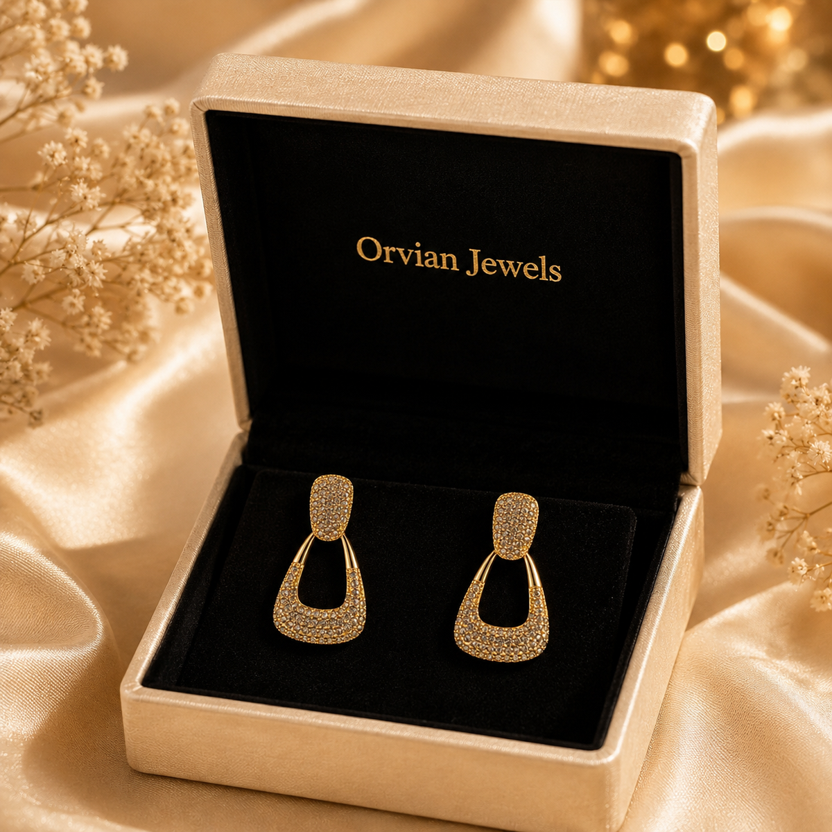 Classic Geometric Pave Drop Earrings GWE -135