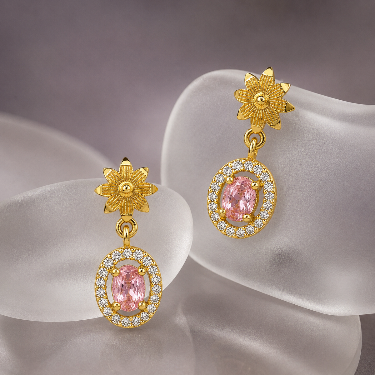 Flora Blush Oval Drop Earrings GWE 278