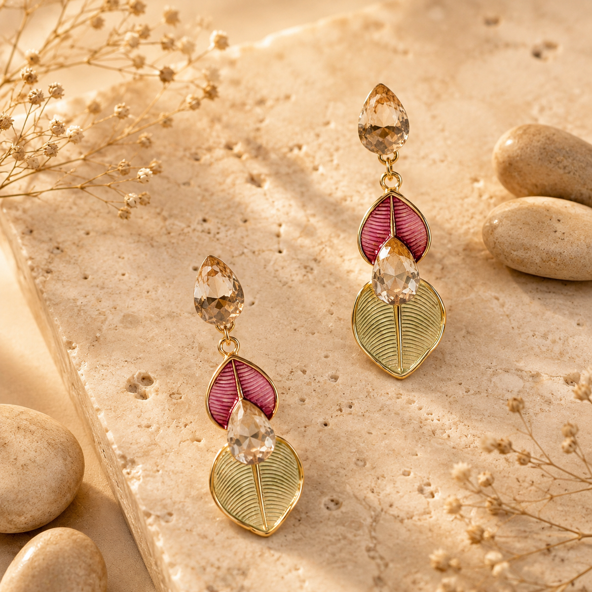Flora Shine Botanical Leaf Drop Earrings GWE -232