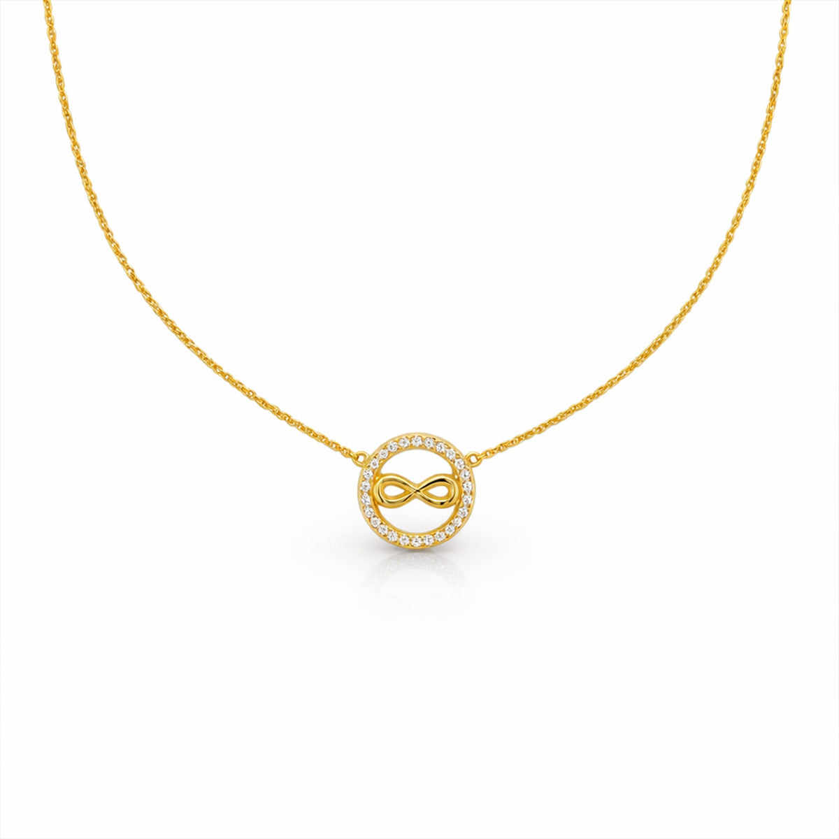 Golden Infinity Halo Pendant Necklace GWN -50