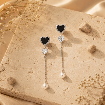 Trishna Heart Pearl Drop Earrings GWE -85