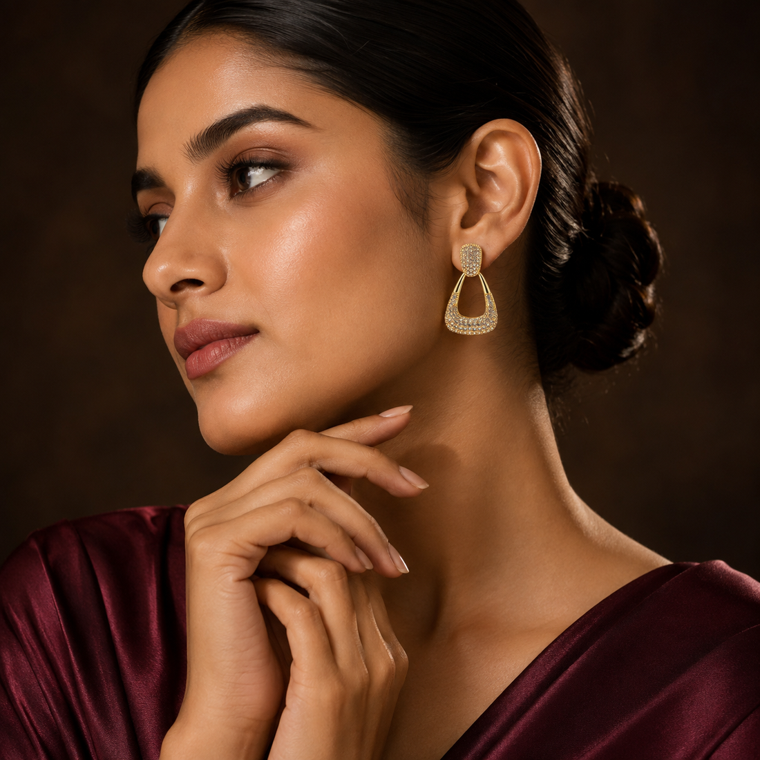 Classic Geometric Pave Drop Earrings GWE -135