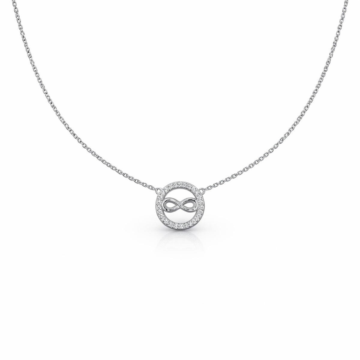 Sleek Infinity Halo Pendant Necklace GWN -49