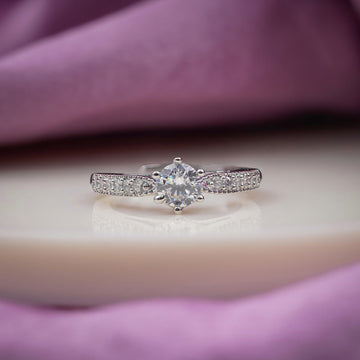 Classic Round Solitaire Milgrain Band Ring GWR-83