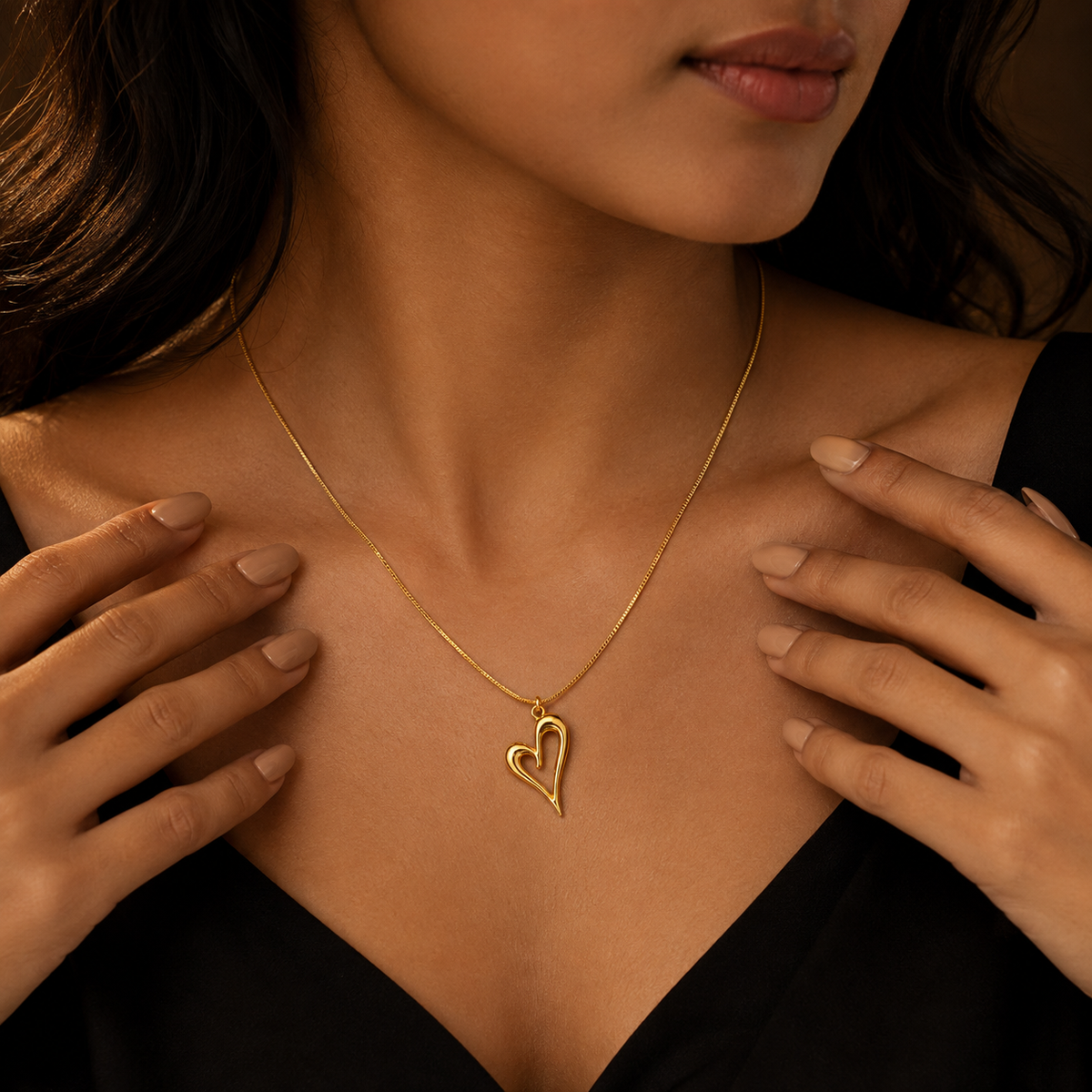 Modern Abstract Open Heart Necklace GWN -62