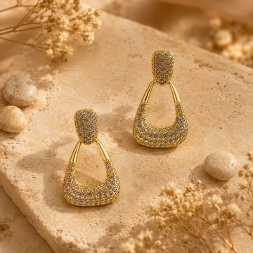 Classic Geometric Pave Drop Earrings GWE -135