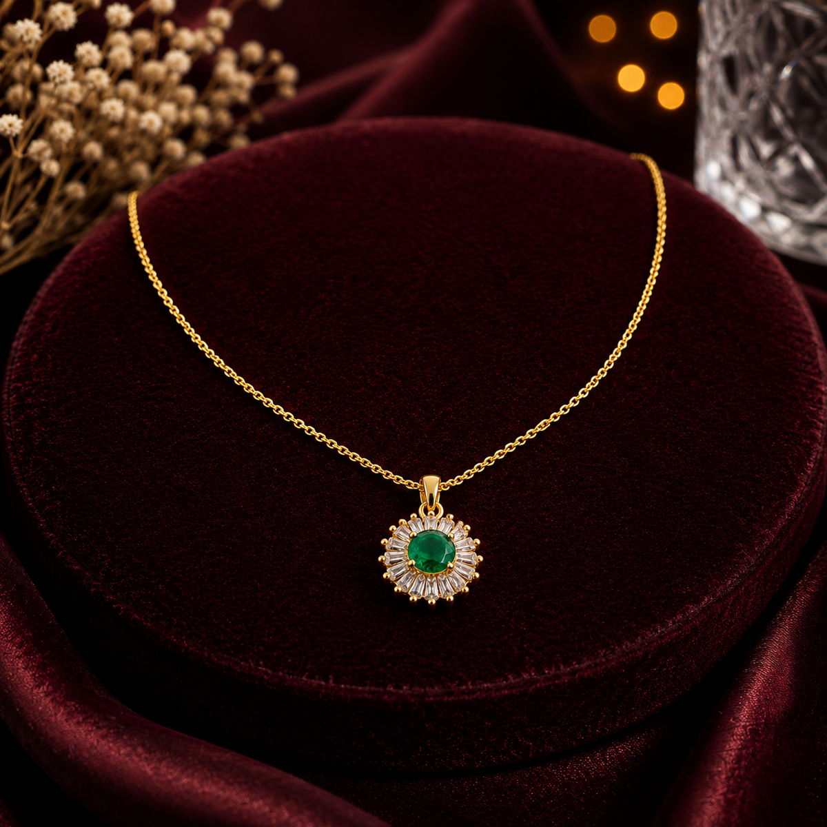 Emerald Halo Women’s Necklace GWN 82