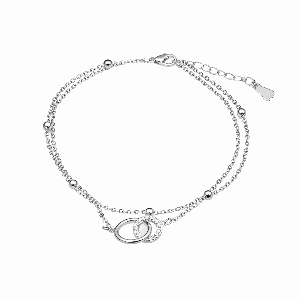 Interlocking Double Circle Dual Layer Anklet GWA-4